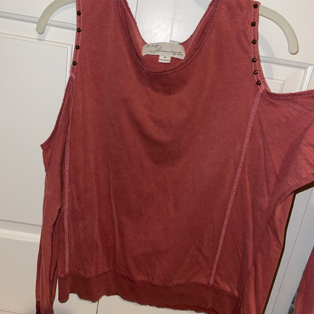 Vintage Havana dark red cold shoulder top